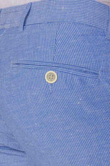 MARBELLA – Pantalon Lin & Coton – Homme - Bleu Indigo Mini Rayures