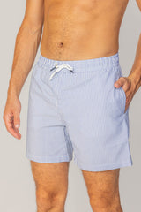 RIVA – Maillot De Bain Seersucker Rayures Coupe Droite – Homme – Bleu Marine