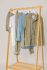 INDIANA - Veste Mixte Velours Côtelé Coton Coupe Droite Col Chemise – Kaki