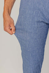 MARBELLA – Pantalon Lin & Coton – Homme - Bleu Marine Chiné