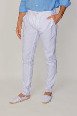 MARBELLA – Pantalon Lin & Coton – Homme - Blanc