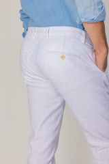 MARBELLA – Pantalon Lin & Coton – Homme - Blanc