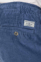 BELLAGIO - Pantalon Velours Côtelé Coton Coupe Loose Taille Élastiquée – Homme - Bleu Stone