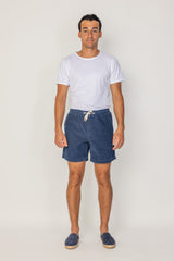 HARPER - Short Velours Côtelé Coton Coupe Loose – Homme - Bleu Stone