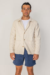 INDIANA - Veste Mixte Velours Côtelé Coton Coupe Droite Col Chemise – Ecru