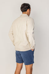 INDIANA - Veste Mixte Velours Côtelé Coton Coupe Droite Col Chemise – Ecru