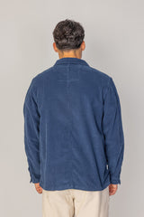 INDIANA - Veste Mixte Velours Côtelé Coton Coupe Droite Col Chemise – Bleu Stone