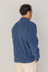 INDIANA - Veste Mixte Velours Côtelé Coton Coupe Droite Col Chemise – Bleu Stone
