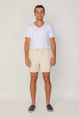 HARPER - Short Velours Côtelé Coton Coupe Loose – Homme - Ecru