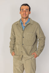 INDIANA - Veste Mixte Velours Côtelé Coton Coupe Droite Col Chemise – Kaki