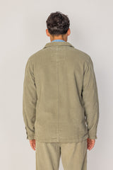 INDIANA - Veste Mixte Velours Côtelé Coton Coupe Droite Col Chemise – Kaki