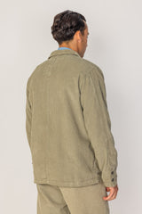 INDIANA - Veste Mixte Velours Côtelé Coton Coupe Droite Col Chemise – Kaki