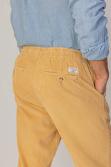 BELLAGIO - Pantalon Velours Côtelé Coton Coupe Loose Taille Élastiquée – Homme - Beige