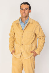 INDIANA - Veste Mixte Velours Côtelé Coton Coupe Droite Col Chemise – Beige