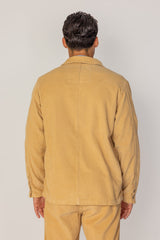 INDIANA - Veste Mixte Velours Côtelé Coton Coupe Droite Col Chemise – Beige