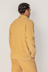INDIANA - Veste Mixte Velours Côtelé Coton Coupe Droite Col Chemise – Beige