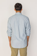 BRITISH – Chemise Lin Manches longues Coupe droite – Homme – Blanc/Kaki
