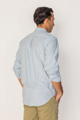BRITISH – Chemise Lin Manches longues Coupe droite – Homme – Blanc/Kaki