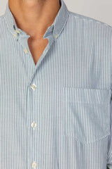 BRITISH – Chemise Lin Manches longues Coupe droite – Homme – Blanc/Kaki