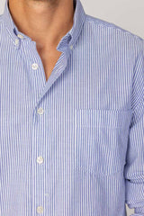 BRITISH – Chemise Lin Manches longues Coupe droite – Homme – Blanc/Marine