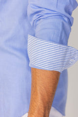 BRITISH – Chemise Lin Manches longues Coupe droite – Homme – Bleu Denim