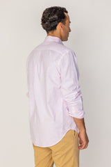 BRITISH – Chemise Lin Manches longues Coupe droite – Homme – Blanc/Rose