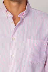 BRITISH – Chemise Lin Manches longues Coupe droite – Homme – Blanc/Rose