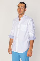 BRITISH – Chemise Lin Manches longues Coupe droite – Homme – Blanc