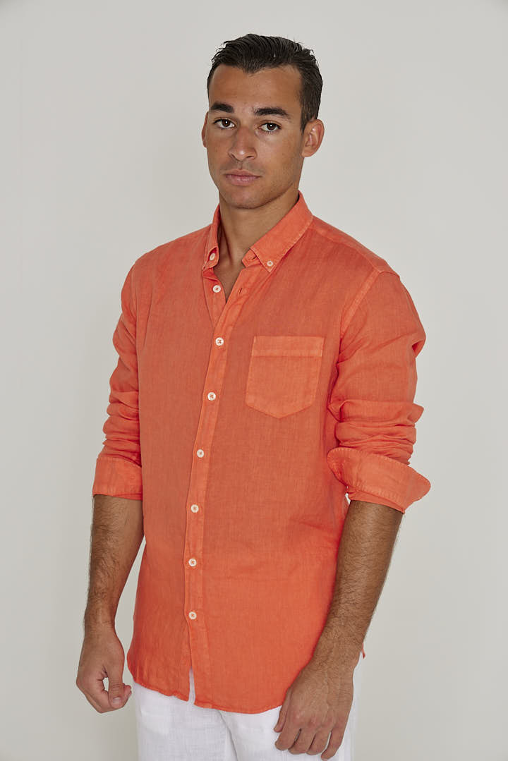 mens orange dress shirt long sleeve G-style USA Men's Regular Fit Long Sleeve Solid Color Dress Shirts - Orange - Medium - 15-15.5