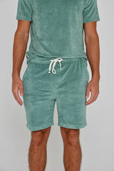 CAPRIZIO – Short coton Coupe droite – Homme – Vert Lagon