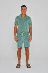 CAPRIZIO – Short coton Coupe droite – Homme – Vert Lagon