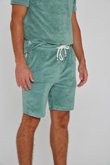 CAPRIZIO – Short coton Coupe droite – Homme – Vert Lagon