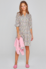 DAPHNÉ – Robe Liberty Manches 3/4 Taille ajustée Bas évasé – Femme – Palmeira 035A