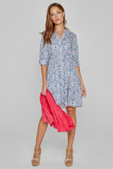 DAPHNÉ – Robe Liberty Manches 3/4 Taille ajustée Bas évasé – Femme – Palmeira 035C