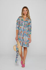 DAPHNÉ – Robe Liberty Manches 3/4 Taille ajustée Bas évasé – Femme – Elm Housse 102B