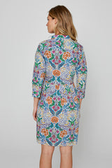 DAPHNÉ – Robe Liberty Manches 3/4 Taille ajustée Bas évasé – Femme – Elm Housse 102B