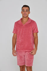 GINO – Polo Éponge Manches courtes Coupe droite – Homme – Corail