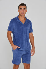 GINO – Polo Éponge Manches courtes Coupe droite – Homme – Indigo