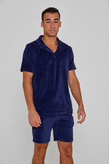 GINO – Polo Éponge Manches courtes Coupe droite – Homme – Bleu Marine