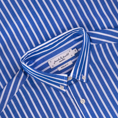 HOWARD – Chemise Popeline Manches longues Coupe droite – Homme – Bleu royal/Blanc