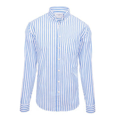 HOWARD – Chemise Popeline Manches longues Coupe droite – Homme – Blanc/Bleu ciel