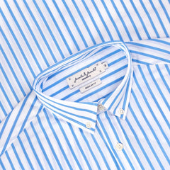 HOWARD – Chemise Popeline Manches longues Coupe droite – Homme – Blanc/Bleu ciel