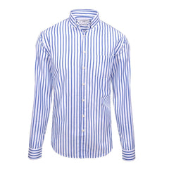 HOWARD – Chemise Popeline Manches longues Coupe droite – Homme – Blanc/Bleu royal