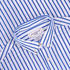 HOWARD – Chemise Popeline Manches longues Coupe droite – Homme – Blanc/Bleu royal