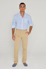 HOWARD – Chemise Popeline Manches longues Coupe droite – Homme – Blanc/Bleu ciel