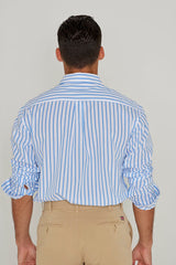 HOWARD – Chemise Popeline Manches longues Coupe droite – Homme – Blanc/Bleu ciel