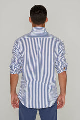 HOWARD – Chemise Popeline Manches longues Coupe droite – Homme – Blanc/Marine