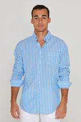 HOWARD – Chemise Popeline Manches longues Coupe droite – Homme – Bleu ciel/Blanc