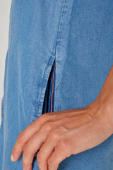 LAURAST – Robe Tencel Col Mao Manches 3/4 Coupe droite – Femme