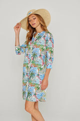 LAURALY – Robe Liberty Col Mao Manches 3/4 Coupe droite – Femme – Cape Vista 132A